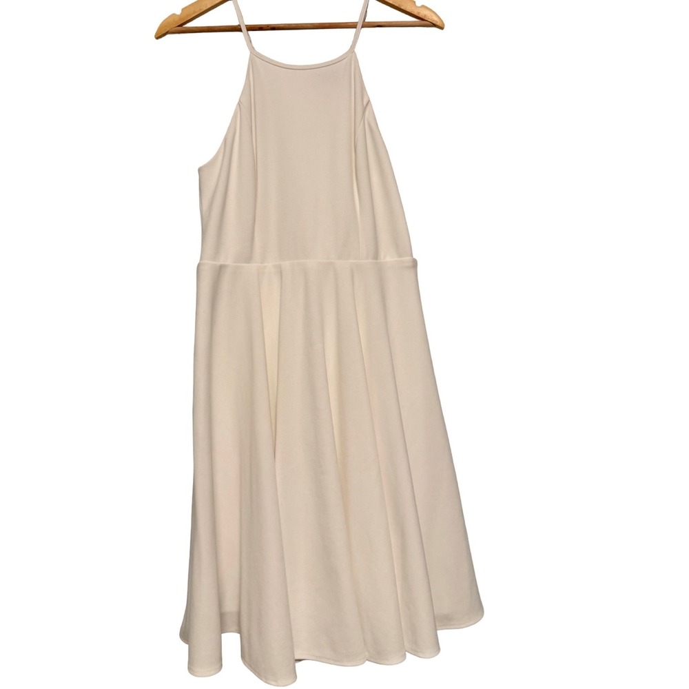 Lulus Fit and Flare Dress Large White Sleeveless Halter Neck Skater Mini